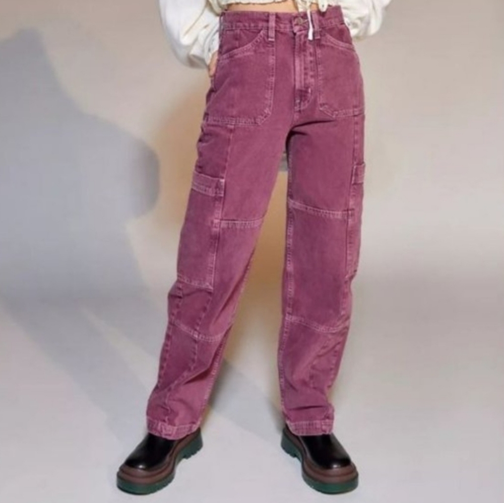 BDG Urban Outfitters Kate High Waisted Baggy Cargo Jean Plum Women‎ Size 26